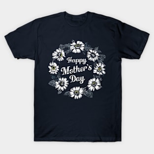 Vintage Floral Wreath Happy Mother's Day T-Shirt